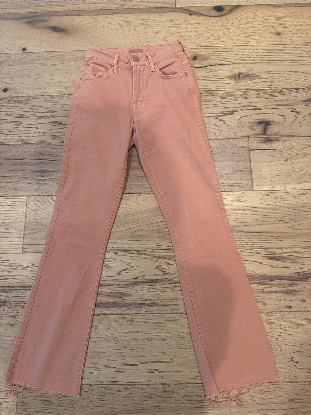 MOTHER Coral Pink Flare Jeans